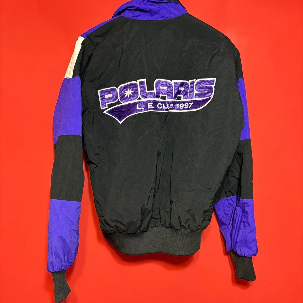 Vintage 90s Polaris L.E. Club Bomber Jacket Purple Black White Mens‎ M/M - Picture 4 of 8